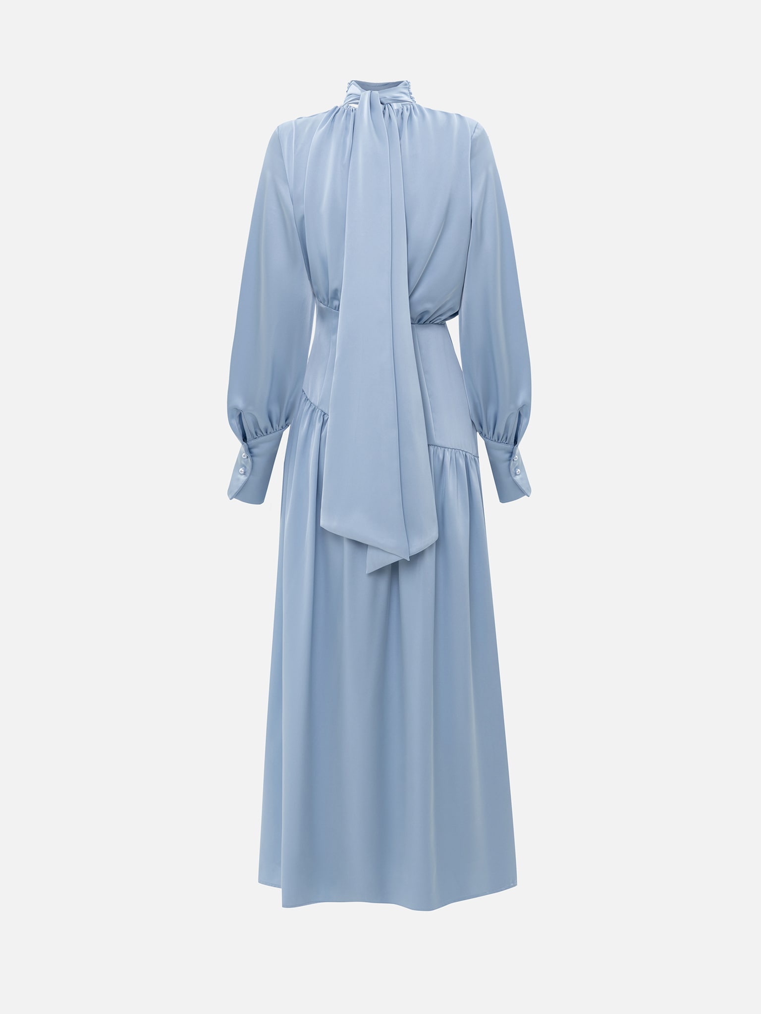 فستان ماكسي ناعم ملائم مع طيات على الصدر