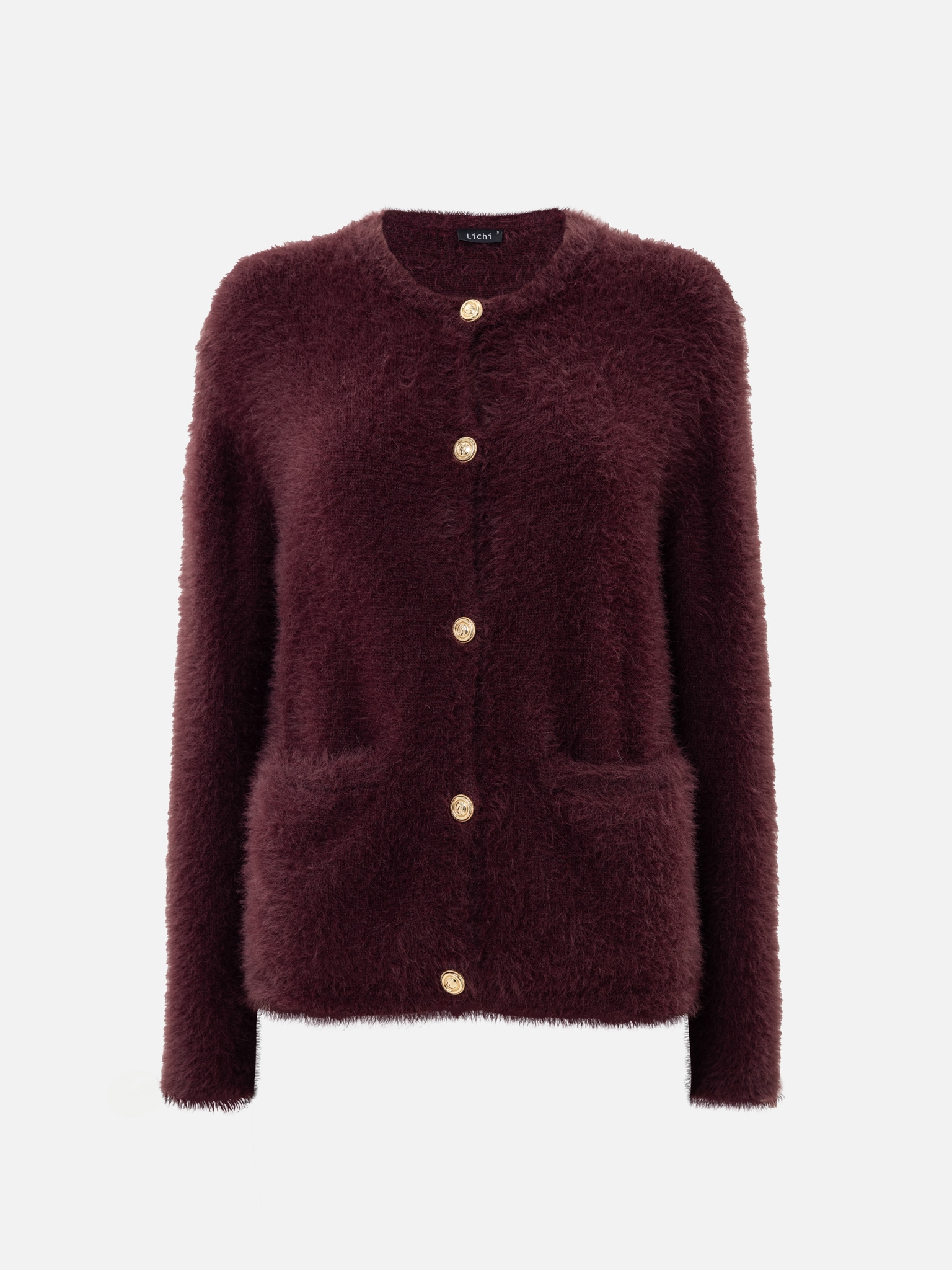 Loose fluffy knitted cardigan