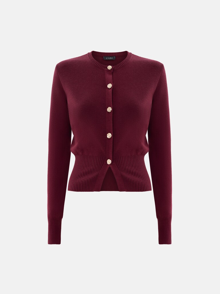 Knitted cardigan with golden buttons
