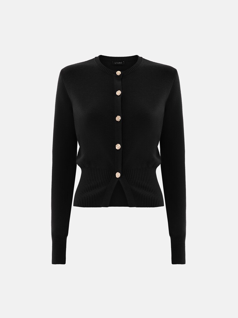 Knitted cardigan with golden buttons