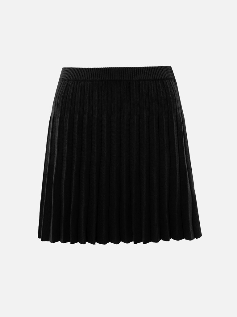 Pleated knitted mini skirt