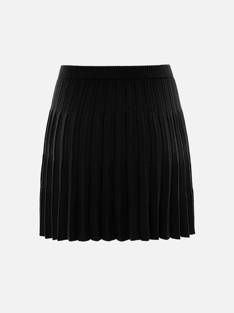 Pleated knitted mini skirt