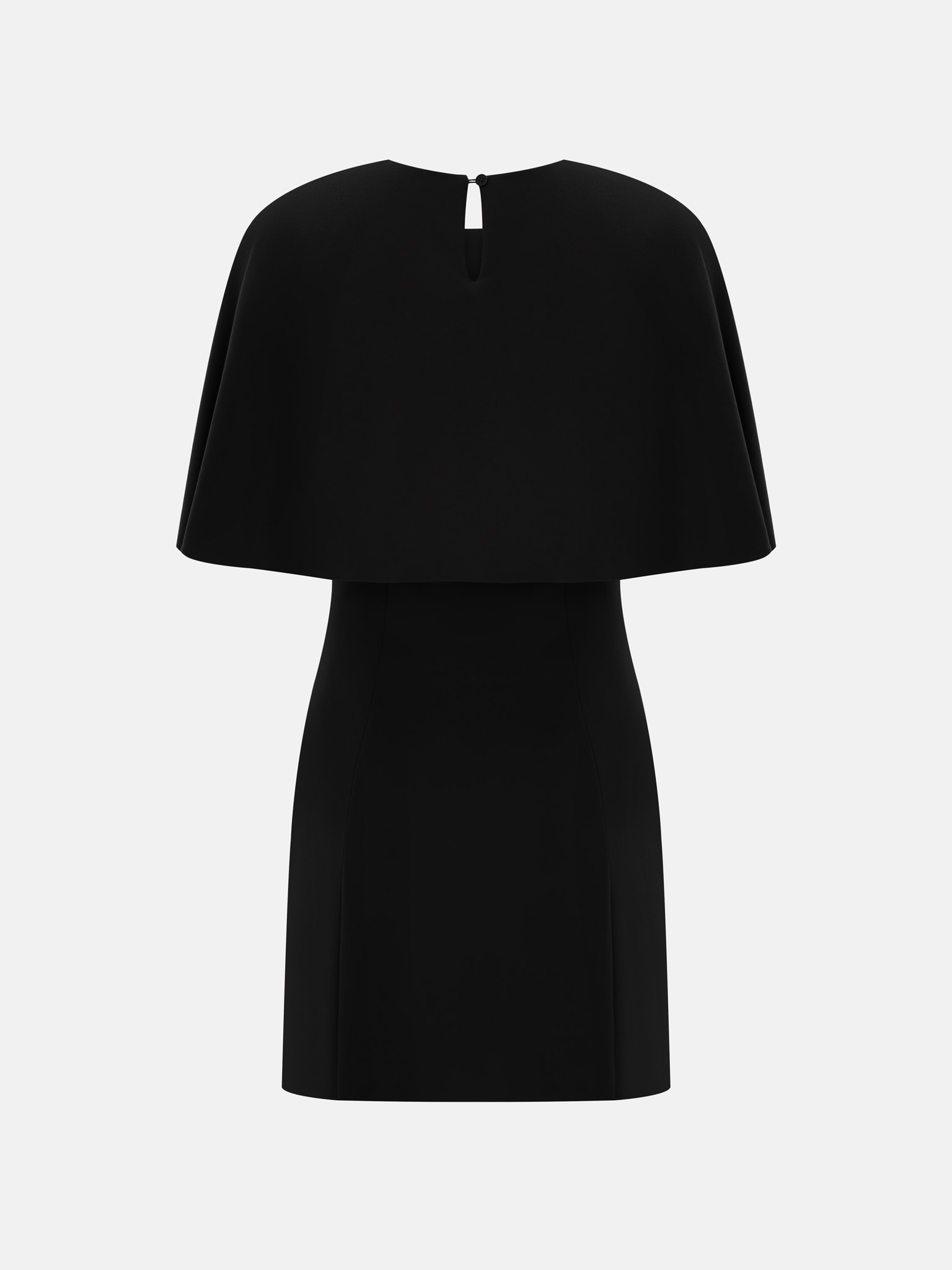 Платье мини с кейпом на плечах и пуговицами в виде цветов