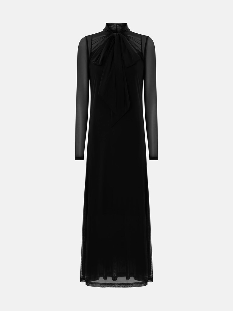 Semi-transparent midi dress with lace detailing