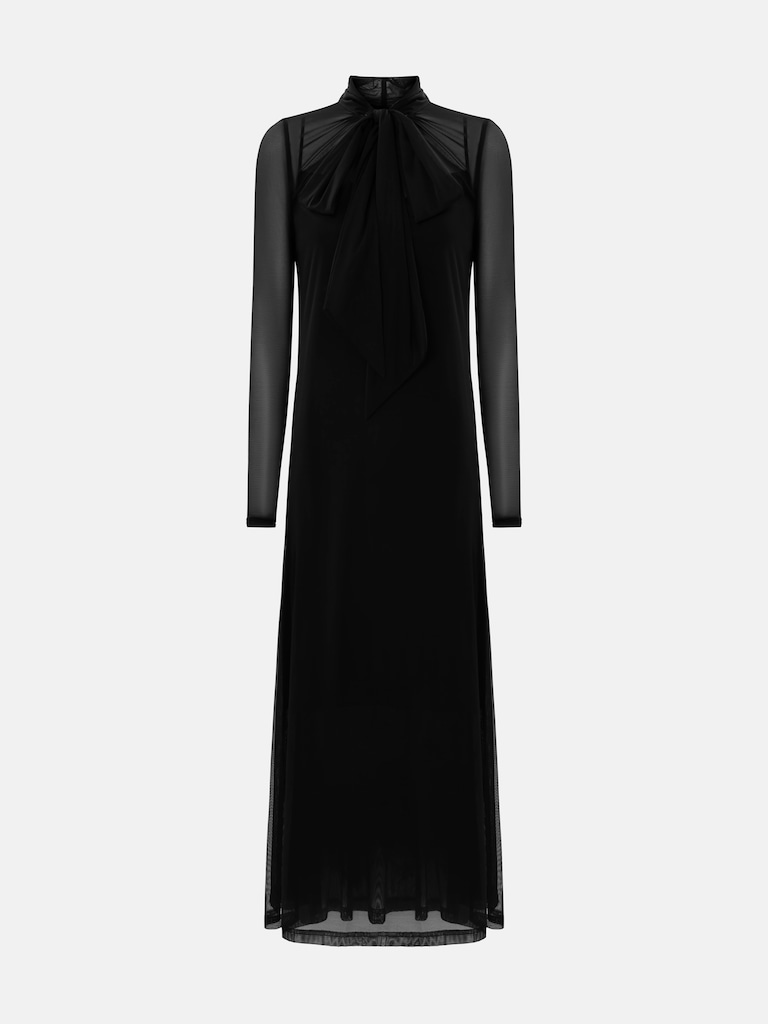 Платье миди из полупрозрачной ткани с кружевным декором