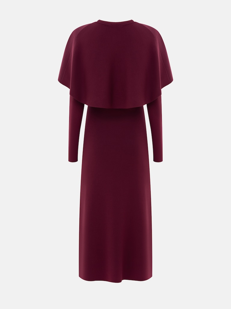 Midi dress with a cape and matching belt