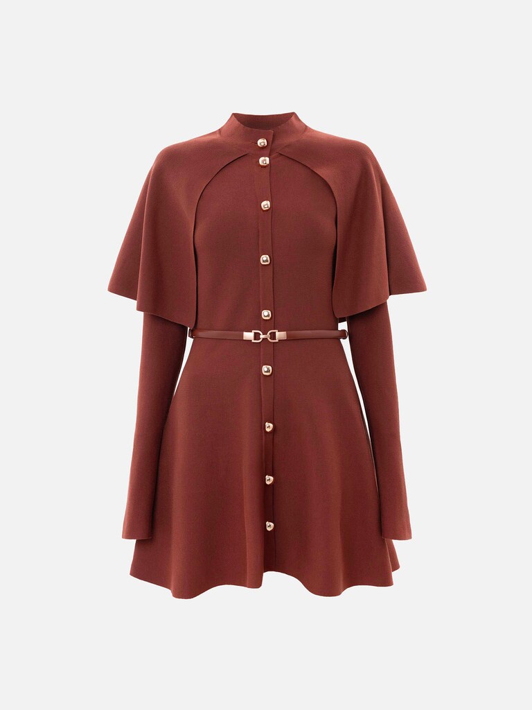 Mini dress with a cape and matching belt