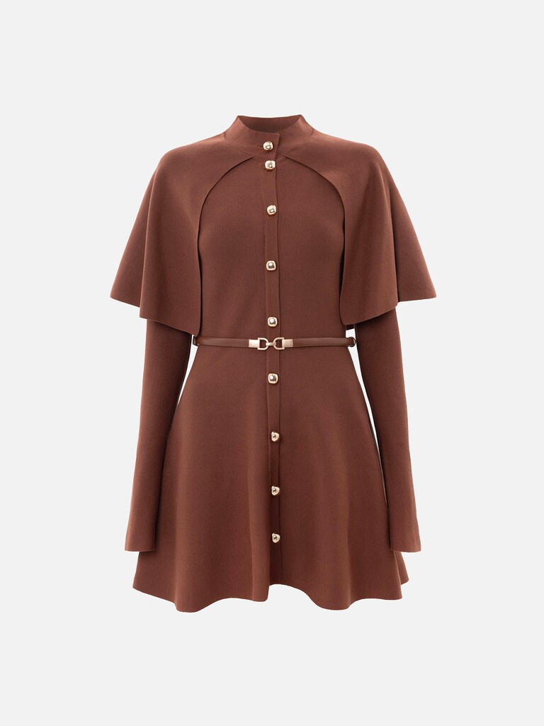 فستان قصير مع رداء وحزام مطابق