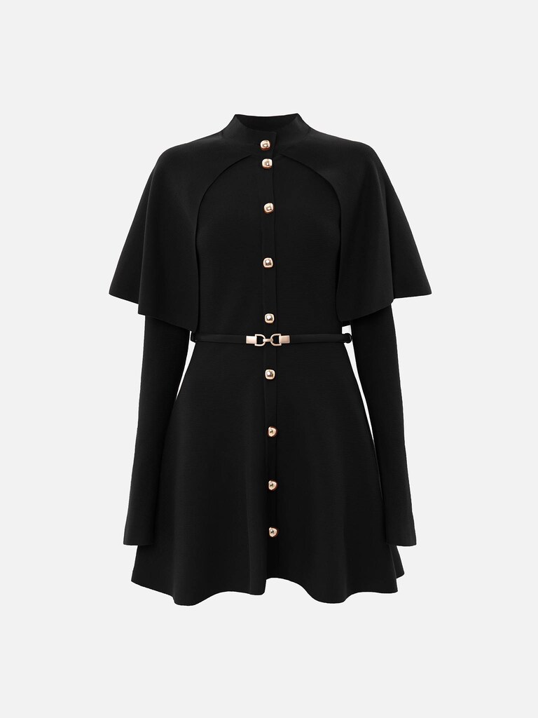 Mini dress with a cape and matching belt