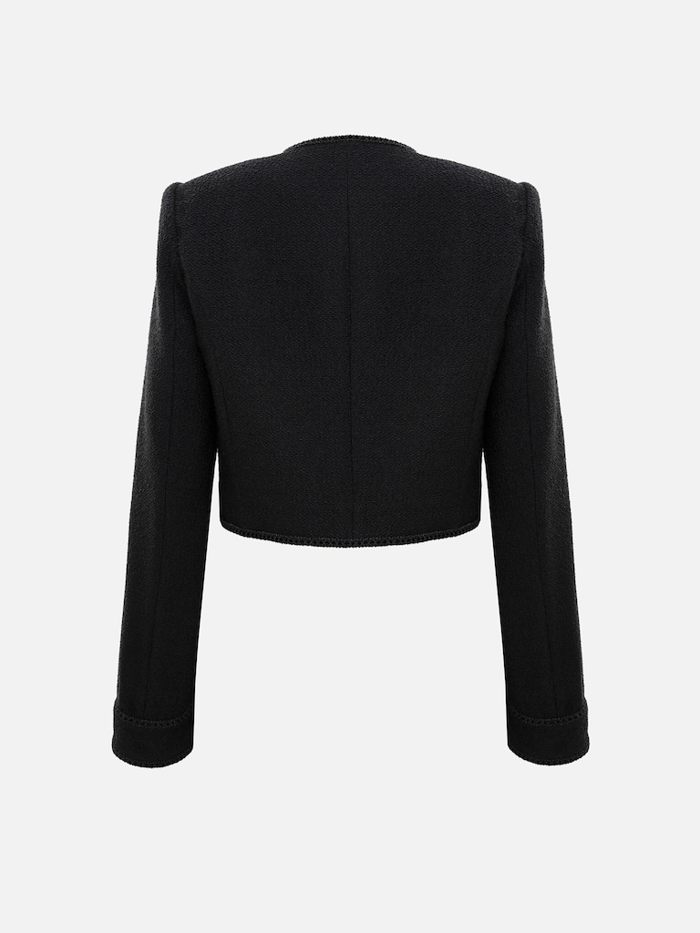 Single-breasted textured jacket with large buttons