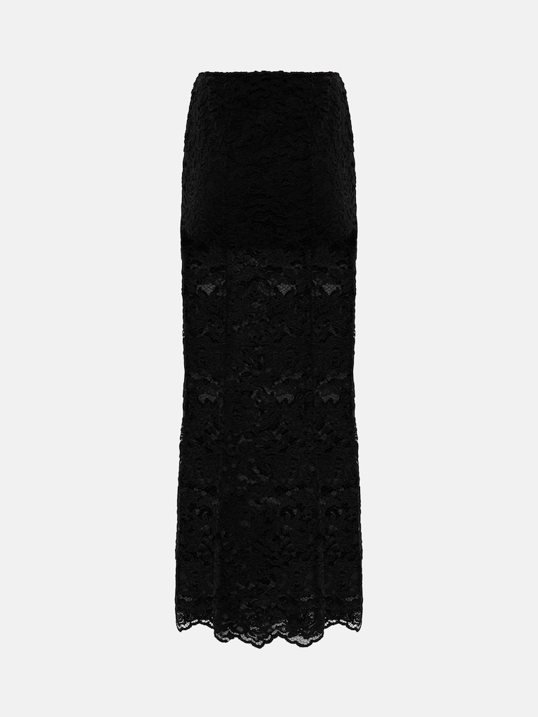 Midi guipure skirt with monochrome shorts