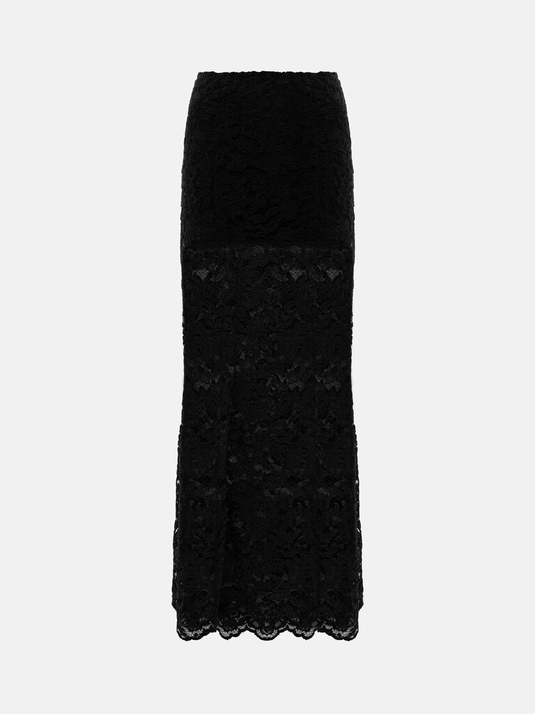 Midi guipure skirt with monochrome shorts