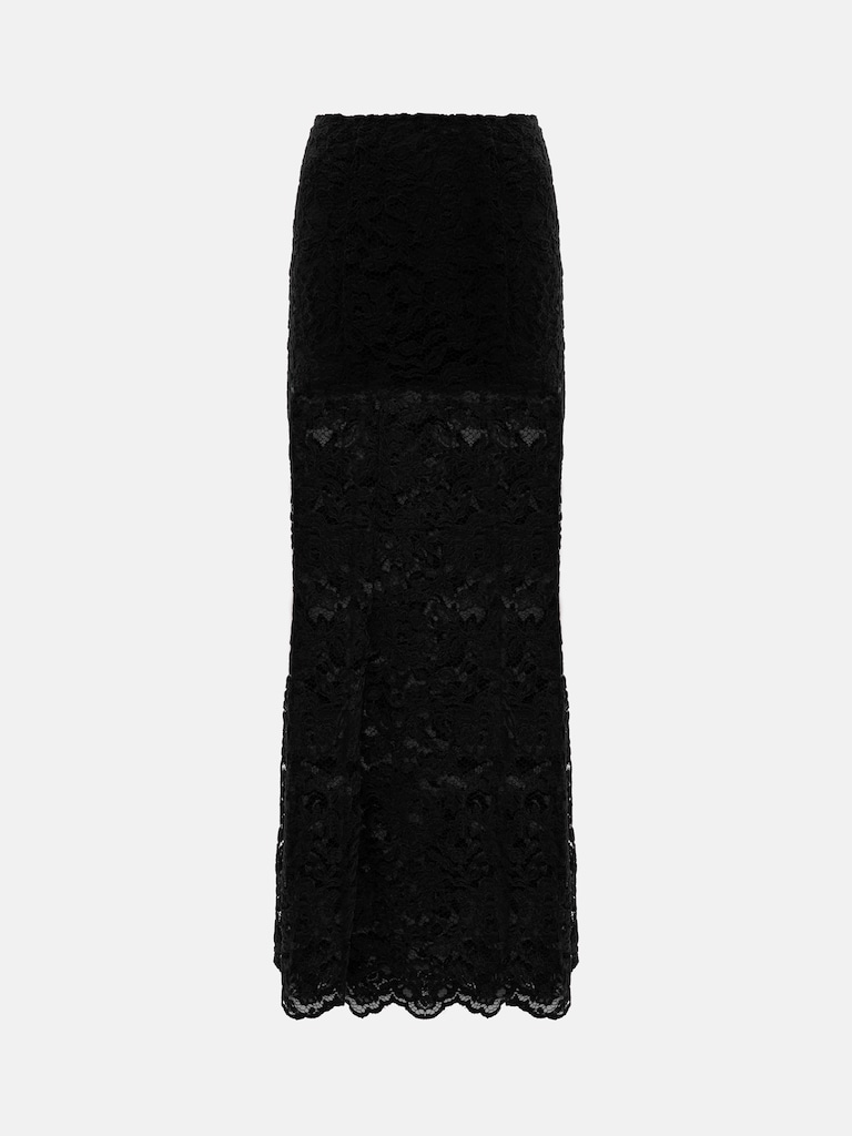 Юбка миди из гипюра с однотонными шортами