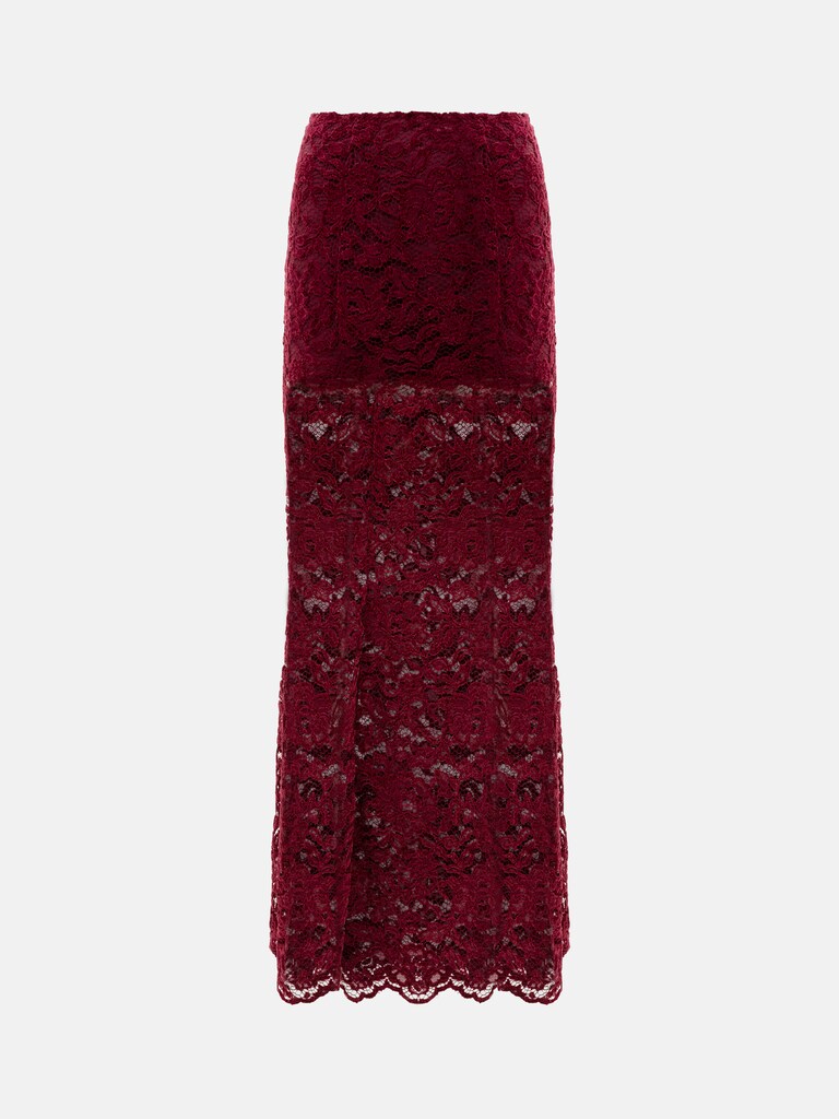 Midi guipure skirt with monochrome shorts