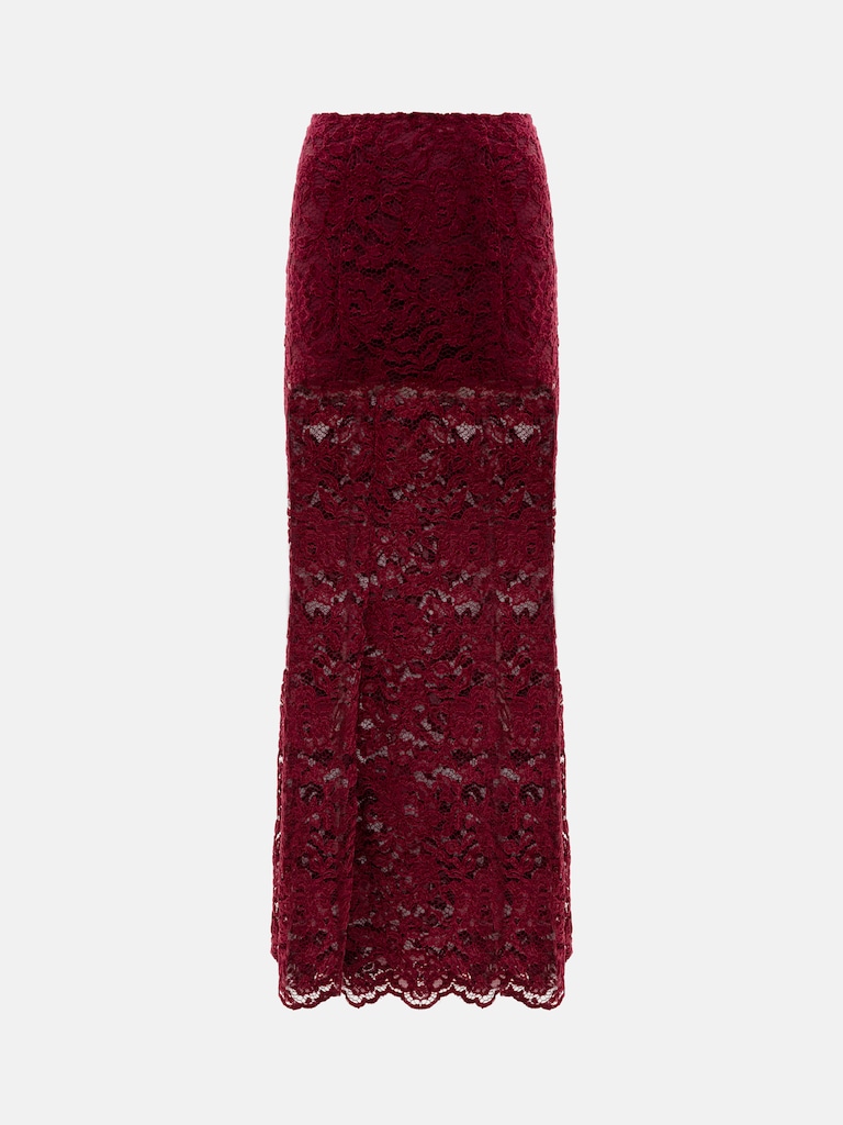 Midi guipure skirt with monochrome shorts