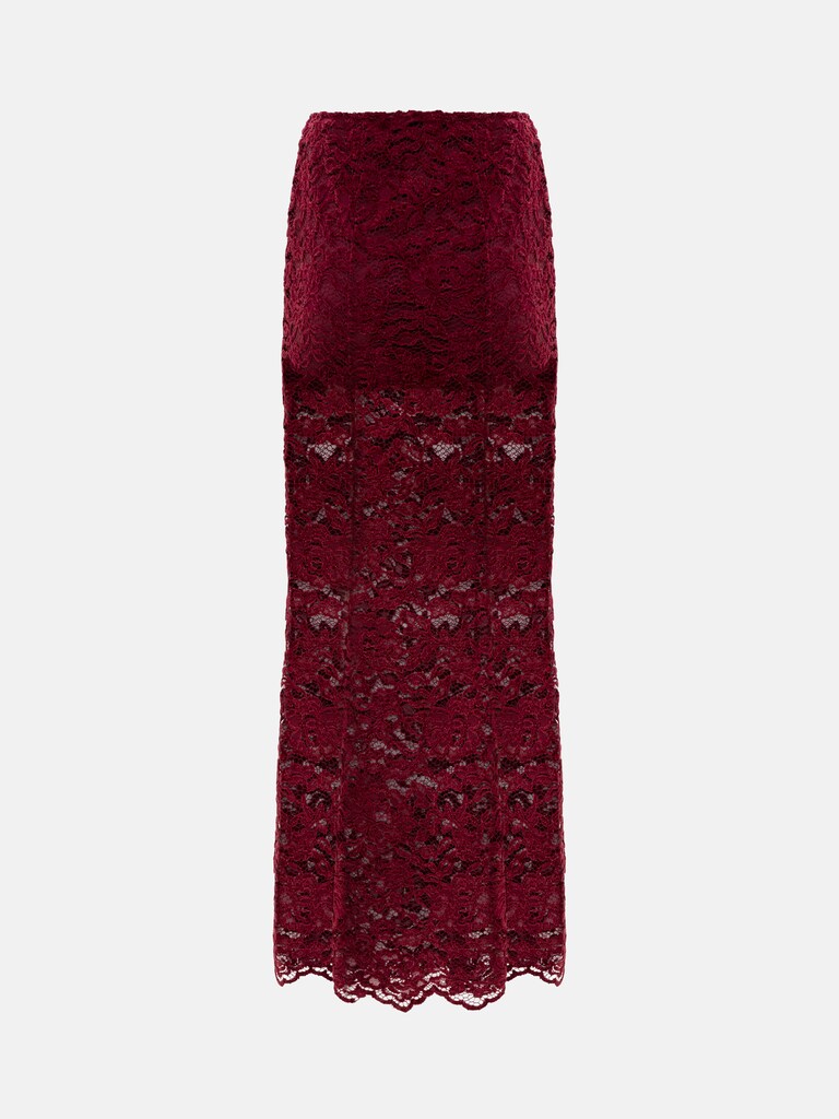 Midi guipure skirt with monochrome shorts