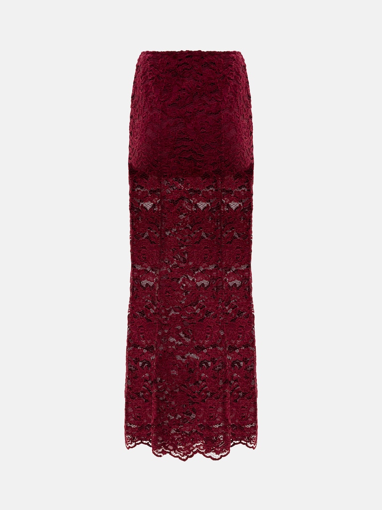 Midi guipure skirt with monochrome shorts