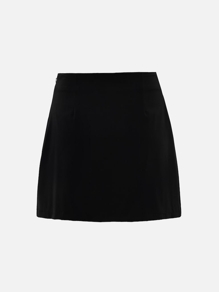 Юбка мини на запах с металлическими застежками