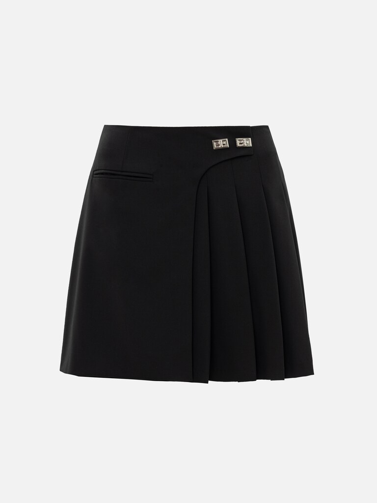 Юбка мини на запах с металлическими застежками