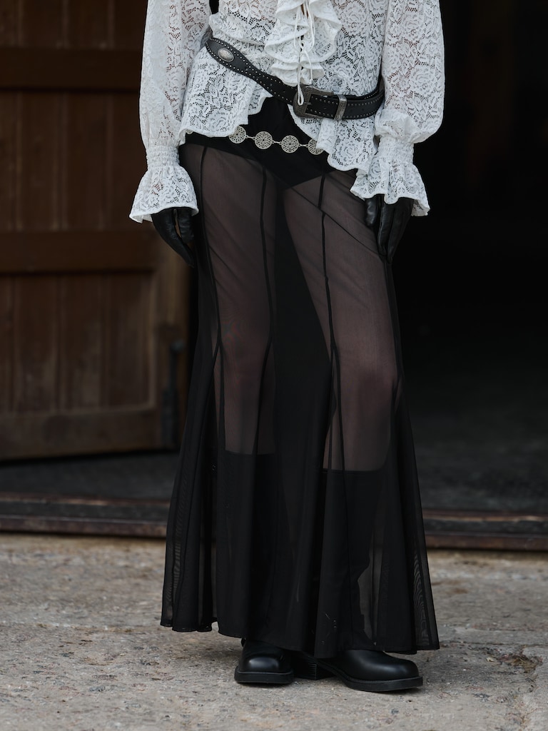 Semi-transparent maxi skirt