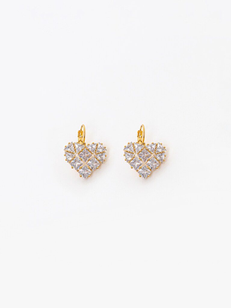 Heart-shaped crystal earrings