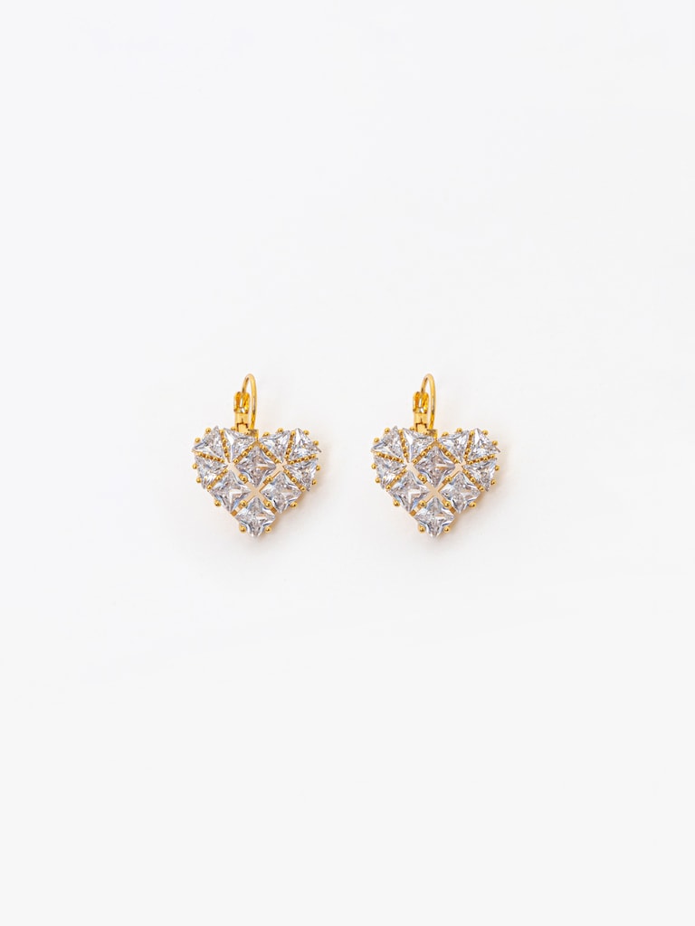 Heart-shaped crystal earrings