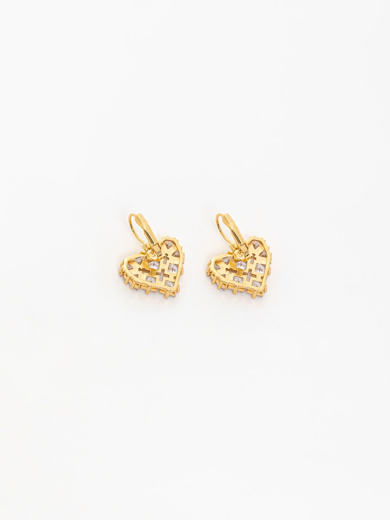 Heart-shaped crystal earrings