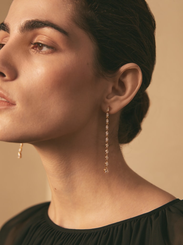 Длинные серьги из крупных кристаллов