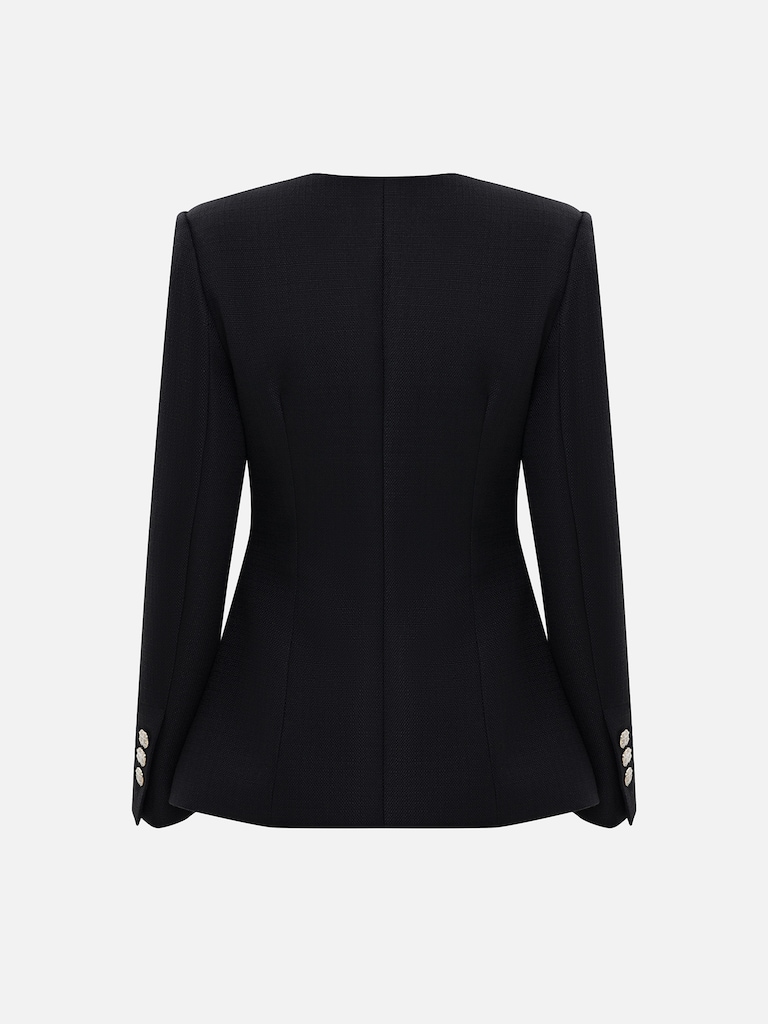 Veste ajustée en tweed avec boutons en strass