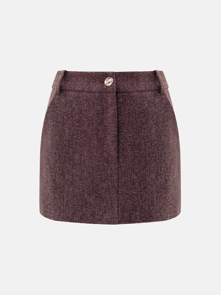 Textured straight mini skirt
