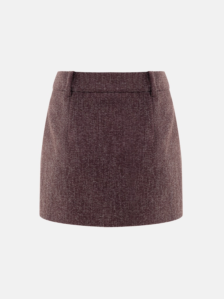 Textured straight mini skirt