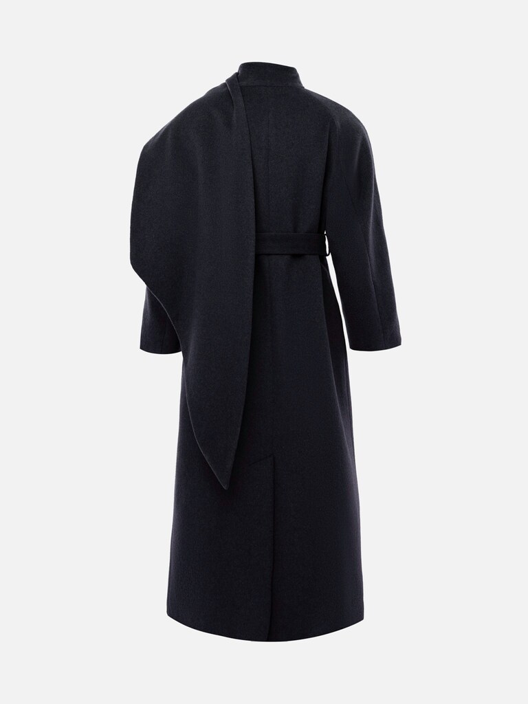 Maximantel aus Wolle mit Schalkragen