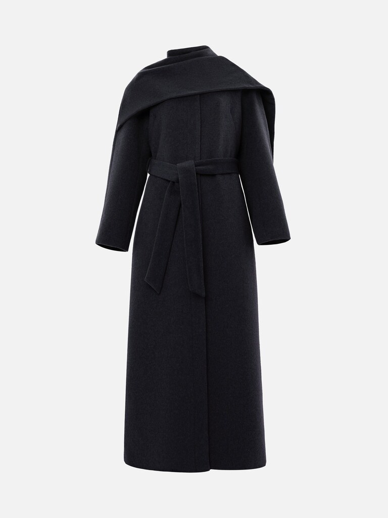 Maximantel aus Wolle mit Schalkragen
