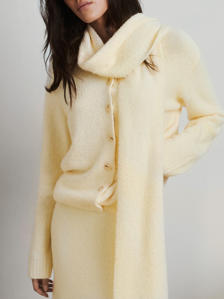 Knitted cardigan with matching scarf