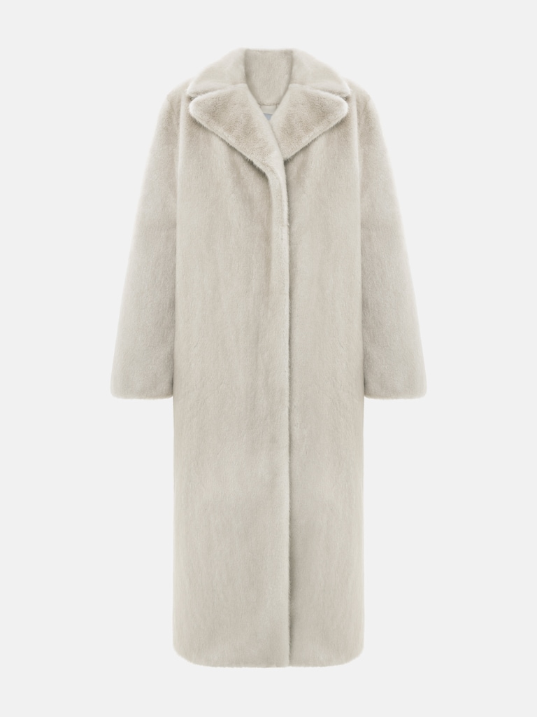 Manteau maxi fausse fourrure à boutonnage simple