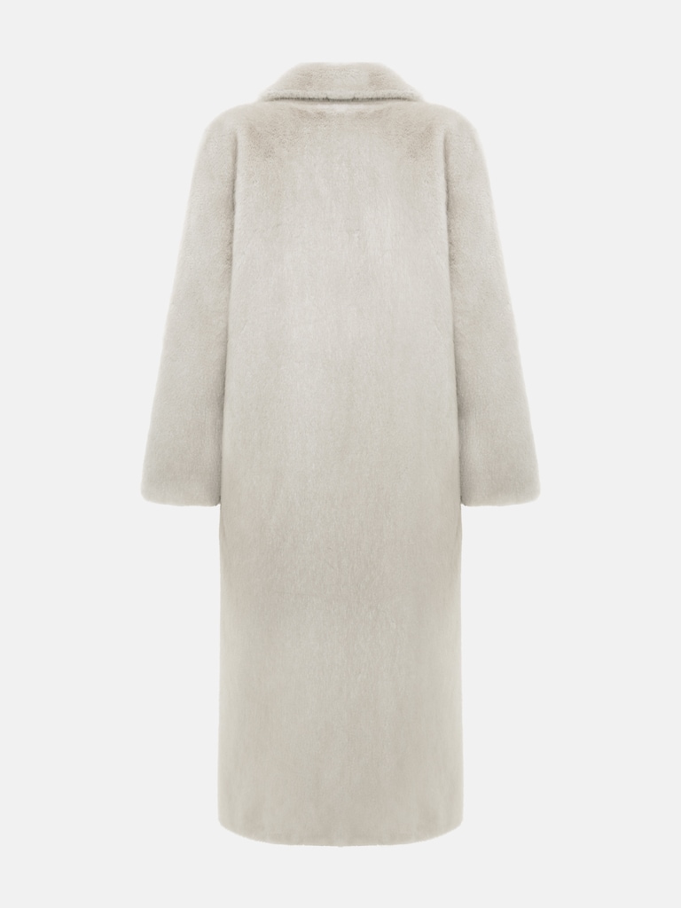 Manteau maxi fausse fourrure à boutonnage simple