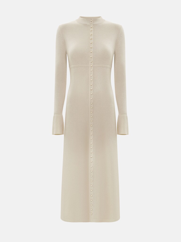 Viscose midi dress with small matching buttons