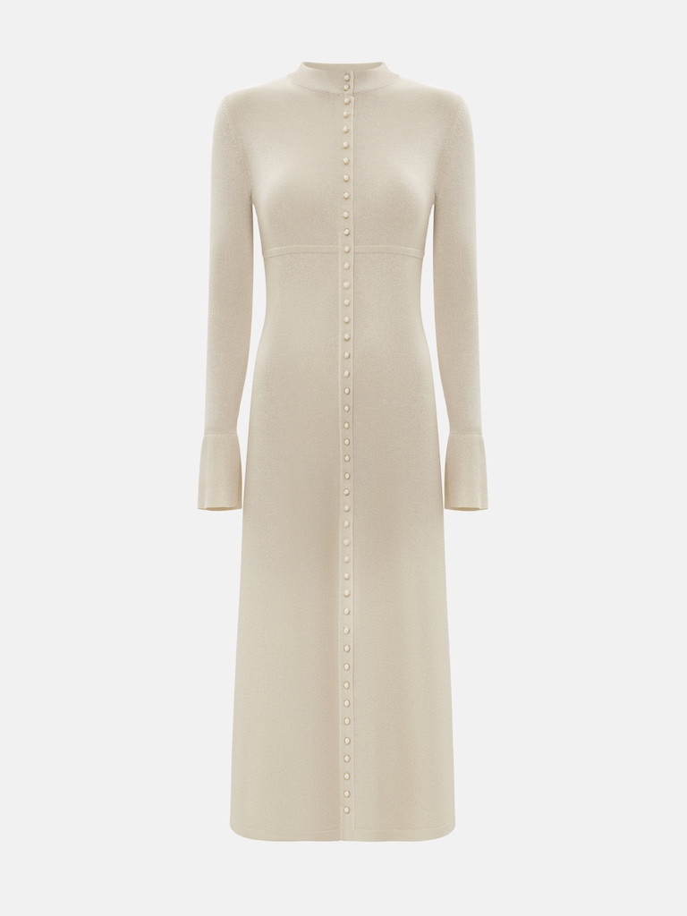 Viscose midi dress with small matching buttons