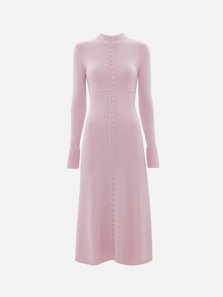 Viscose midi dress with small matching buttons