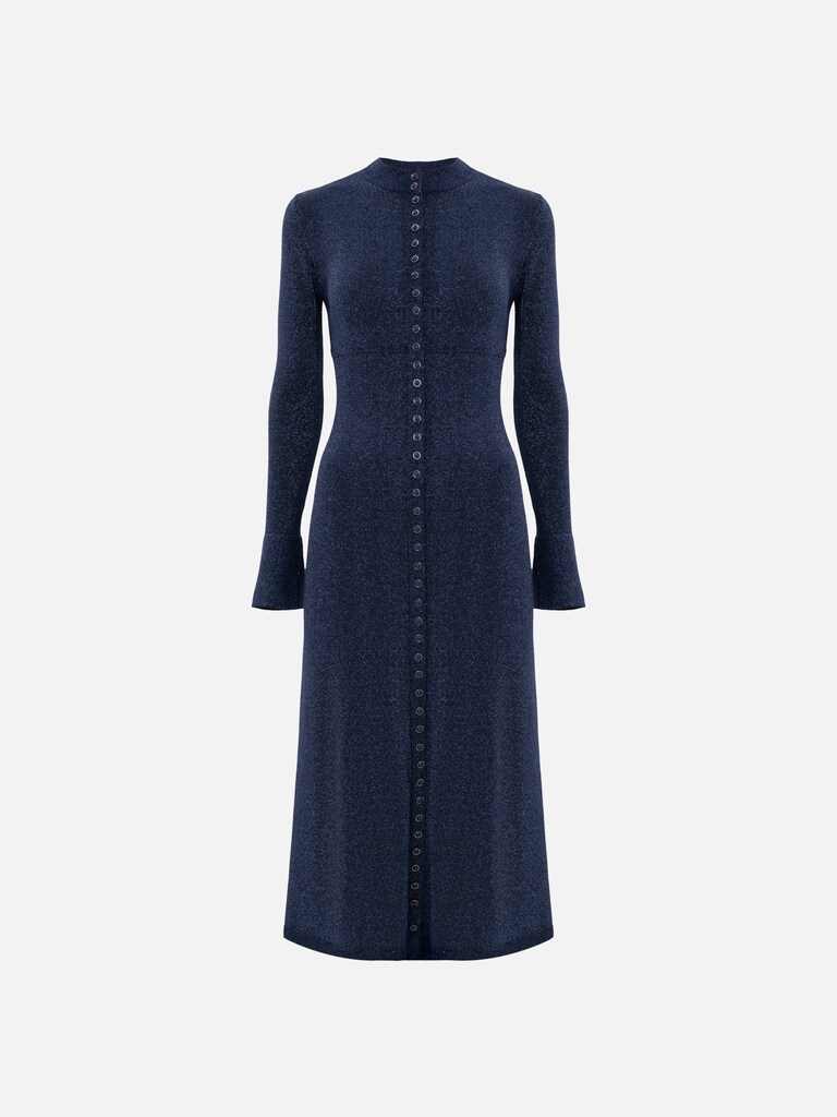 Viscose midi dress with small matching buttons