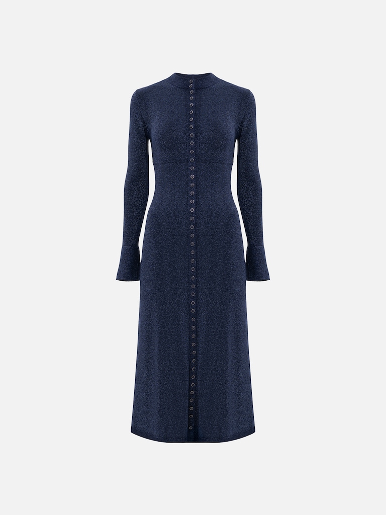 Viscose midi dress with small matching buttons