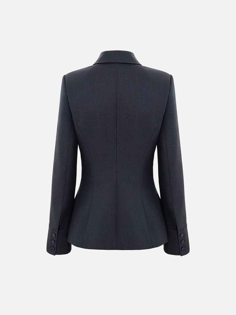 Fitted jacket with triangular collar