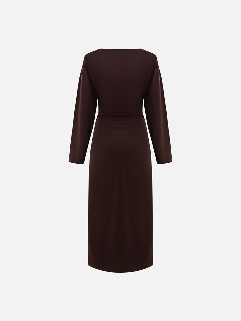 Jersey midi dress with waist decor