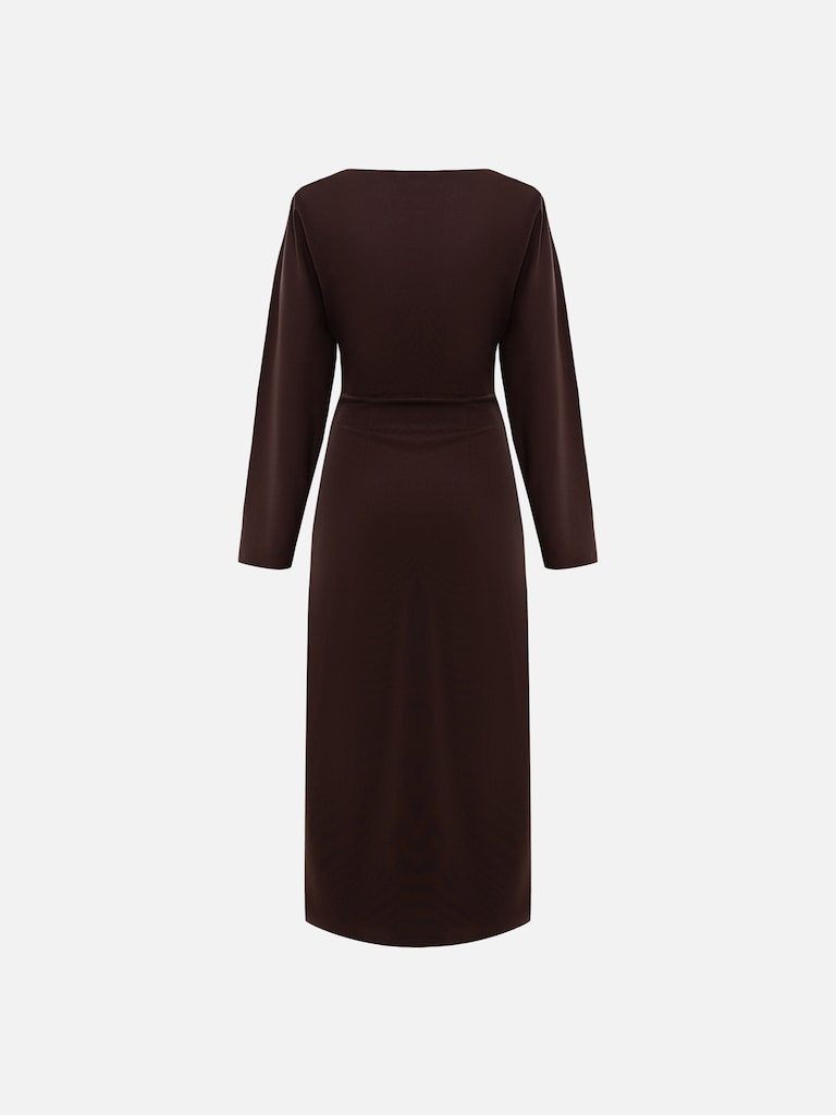 Jersey midi dress with waist decor