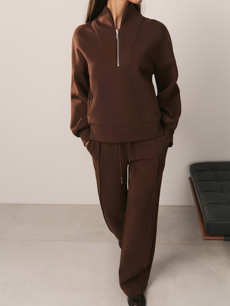 French terry sweatshirt with zip on the collar