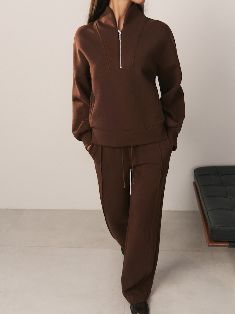 French terry sweatshirt with zip on the collar