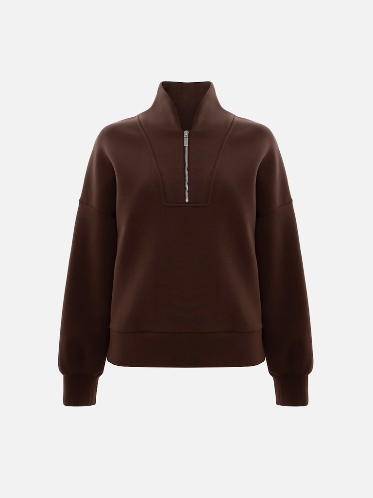 French terry sweatshirt with zip on the collar