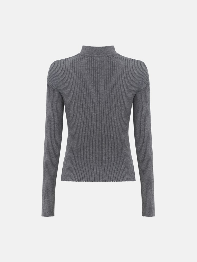 Rib-knit jumper with a stand-up collar