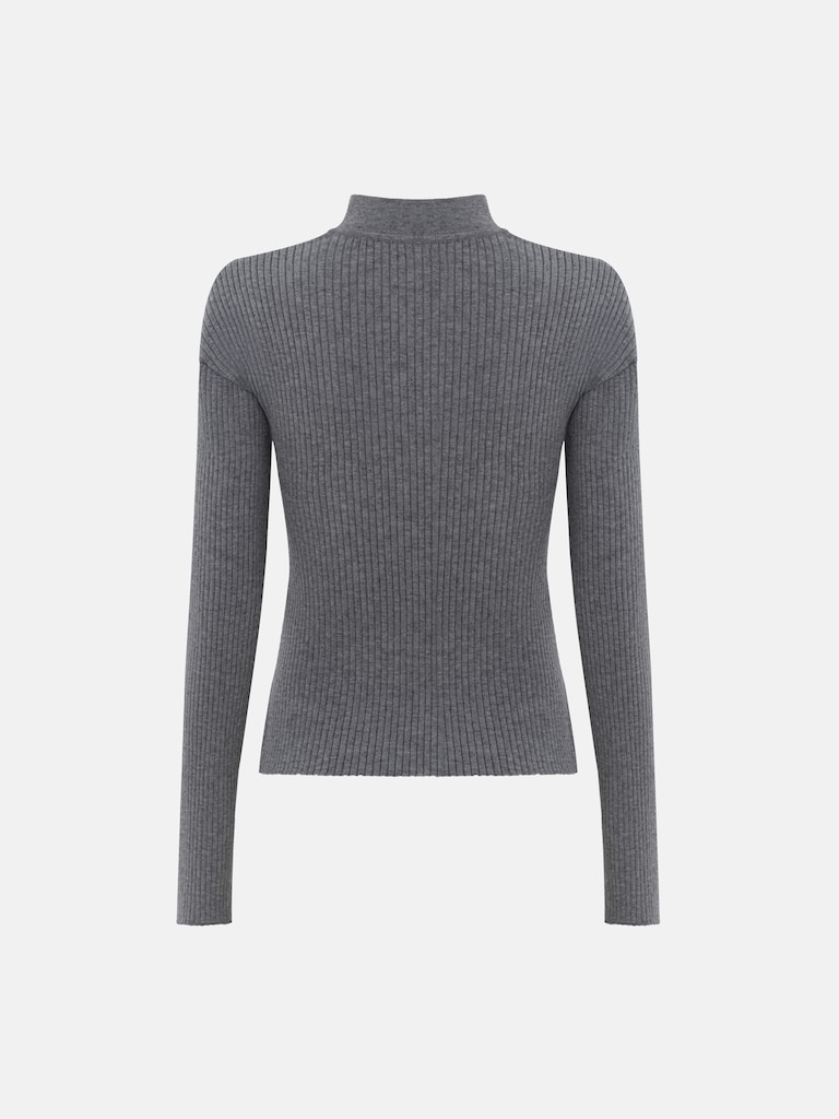 Rib-knit jumper with a stand-up collar