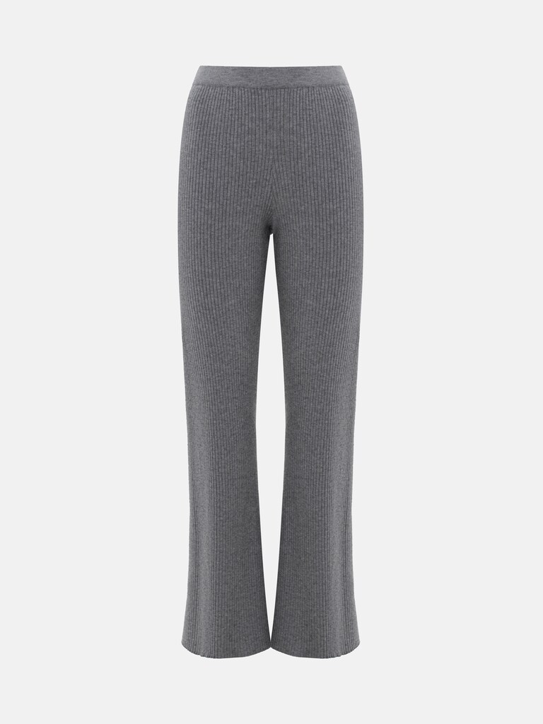 Flared rib-knit trousers